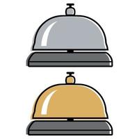 icono de campana de hotel en estilo neumórfico para diseño ui ux. icono de campana de servicio en estilo de dibujos animados 3d, campana de recepción volumétrica de plástico de ilustración vectorial. vector