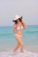 happy woman enjoy summer vacation photo