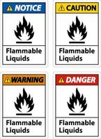 Flammable Liquids Sign On White Background vector