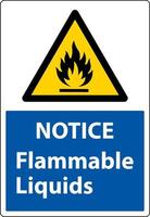Notice Flammable Liquids Sign On White Background vector