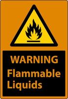 Warning Flammable Liquids Sign On White Background vector