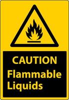 Caution Flammable Liquids Sign On White Background vector