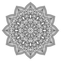 black and white round vector abstract mandala coloring book for adults, lace pattern paint shirt, and tile sticker design