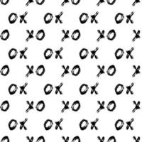 XOXO on white background. Seamless pattern. Hugs and kisses abbreviation symbol. Grunge vector background. Hand written brush lettering XO. Easy to edit template for Valentines day card, fabric, etc