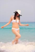 happy woman enjoy summer vacation photo