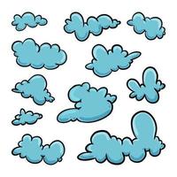 lindo conjunto de iconos de nubes de garabato vector