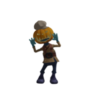 pose de monstruo de calabaza halloween png