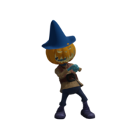 citrouille monstre pose halloween png