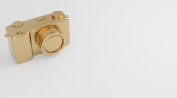 Gold camera on white background, technology concept. 3d rendering photo