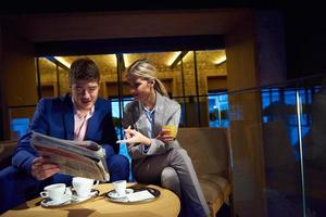 business couple take drink after work photo