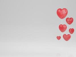 Valentine's Day concept, red hearts on white background. 3D rendering. photo