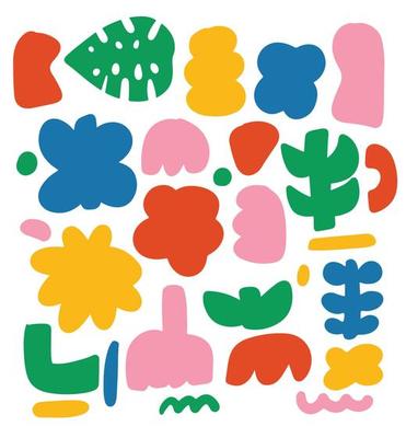 Organic Shape Flower Stuff Simple Colorful Pattern Hand Drawn Suitable for Fabric
