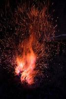 Traditional blacksmith furnace with burning fire photo