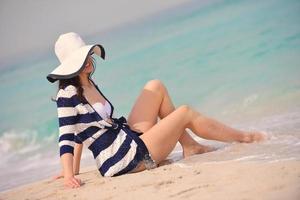 happy woman enjoy summer vacation photo