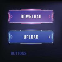 button collection sci-fi style set color blue 15 vector