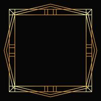 Vector golden geometric frame on black background. Isolated art deco design.