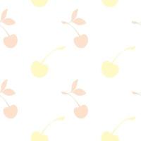 Vector seamless pattern with colored cherry on a white background.Hand drawn illustrations