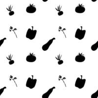 seamless pattern with silhouettes of vegetables on a white background vector