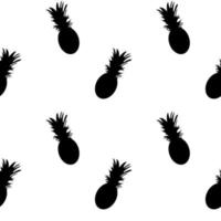 seamless pattern with black silhouette of pineapple on a white background. vector