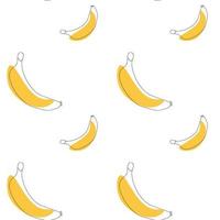 Seamless pattern with banana on a white background.Line art style. Vector art