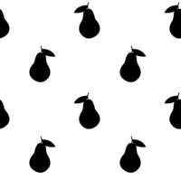 seamless pattern with black silhouette of pear on a white background vector