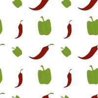 Seamless pattern with colored line icons red hot pepper and green pepper vector
