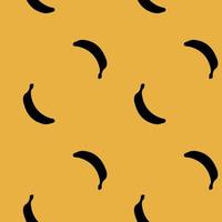 seamless pattern with black silhouette of banana on a yellow background vector