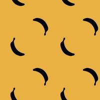 seamless pattern with black silhouette of banana on a yellow background vector