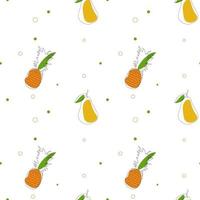 fruits seamless pattern with pear and pineapple vector