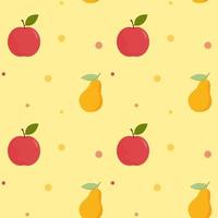 Simple seamless pattern with fruits. Vector illustration with apple and pear