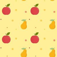 Simple seamless pattern with fruits. Vector illustration with apple and pear