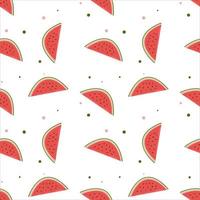 Vector seamless pattern. Watermelon slices with seeds on white