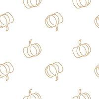seamless pattern with pumpkins line art. Vector illustration.