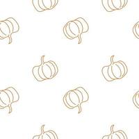 seamless pattern with pumpkins line art. Vector illustration.