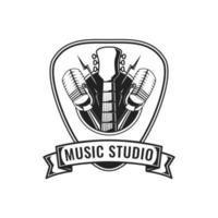 diseño de emblema de logotipo de música vintage para icono de símbolo de insignia de estudio de música vector