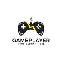 Game Logo Vector Concept With Combination of Joystick and Lightning