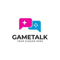 Game Logo Design Vector With Bubble Chat and Button Joystick