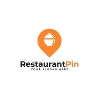 concepto de logotipo de pin de comida para restaurante o cafetería vector