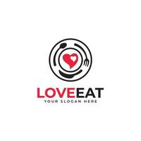 vector de diseño de logotipo love eat para restaurante o cafetería
