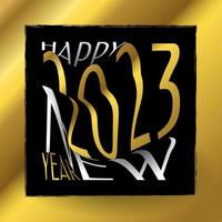 Happy New Year 2023 Poster. New Year 2023 Typography With Paper Style in White and Gold Concept. Usable for Celebration, Banner, Poster, Card, Cover and Social Media Post Template vector