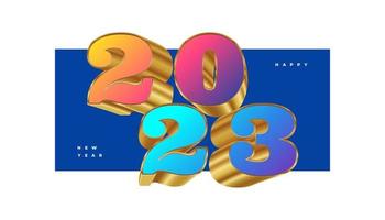 Happy New Year 2023 with Colorful and Gold 3D Numbers. New Year Design for Banner, Poster and Greeting Card vector