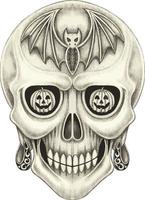 Art fancy skull halloween day. Hand drawing and make graphic vector. vector