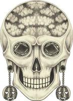 Art fancy surreal skull. Hand drawing and make graphic vector. vector