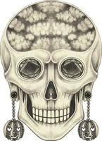 Art fancy surreal skull. Hand drawing and make graphic vector. vector