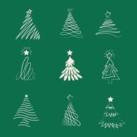 Línea de árbol de Navidad sobre un fondo verde aislado vector