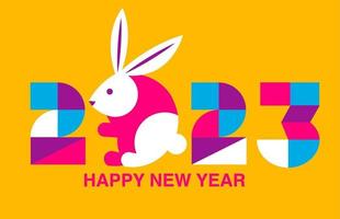 2023 New Year banner, celebration, year of rabbit vector