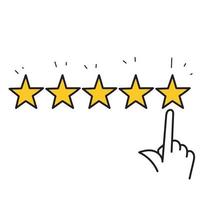 hand drawn doodle customer review five star illustration vector