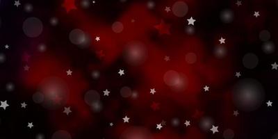 Dark Pink, Red vector background with circles, stars.