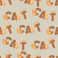 adorable cat alphabet cartoon seamless pattern vector