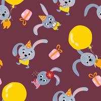 Seamless pattern with cute rabbits. Design for fabric, textile, wallpaper, packaging. vector